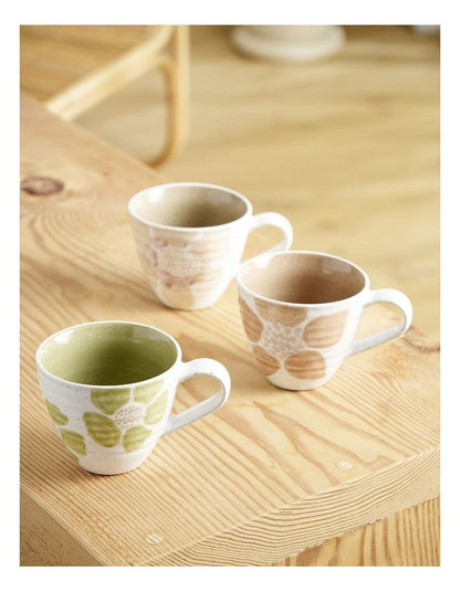 Hand Brushed Large Handled Mug 450ml in Multi