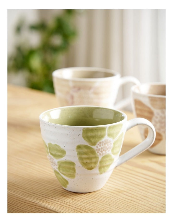 Hand Brushed Large Handled Mug 450ml in Multi