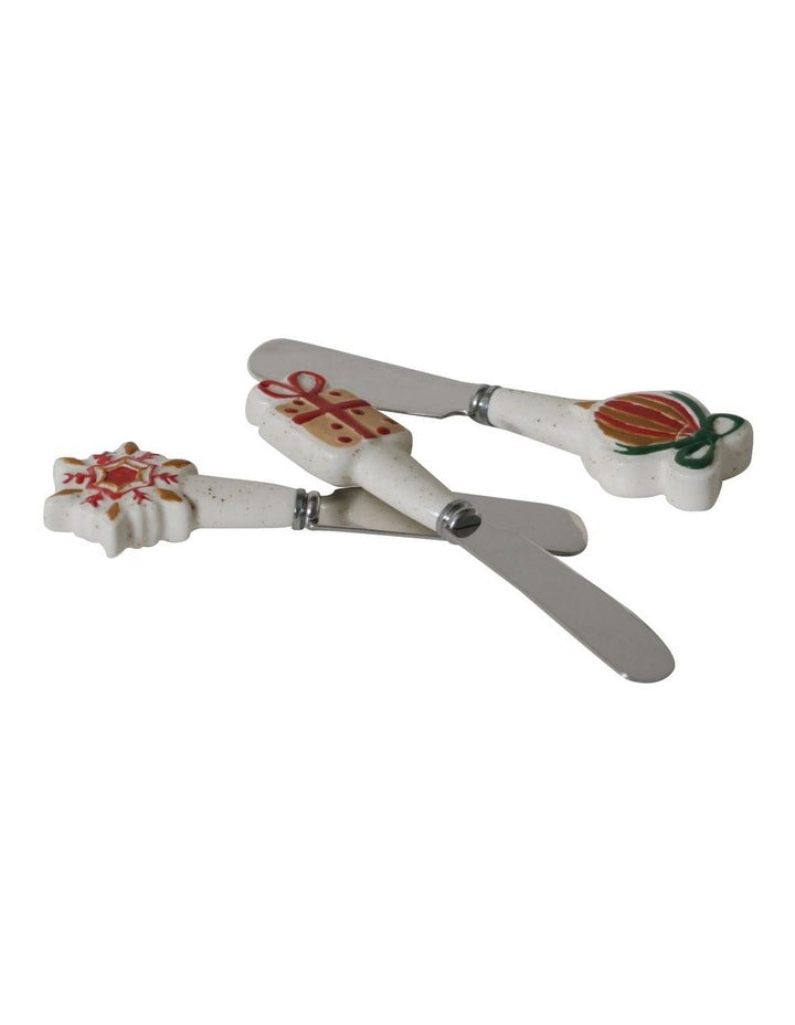 Noel Collection Assorted Hand brushed Pate Knives - Set of 3