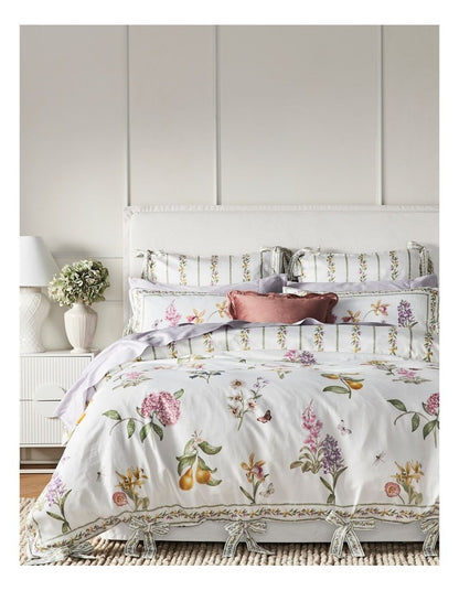 Botanical Cotton Sateen Quilt Cover Set in Green