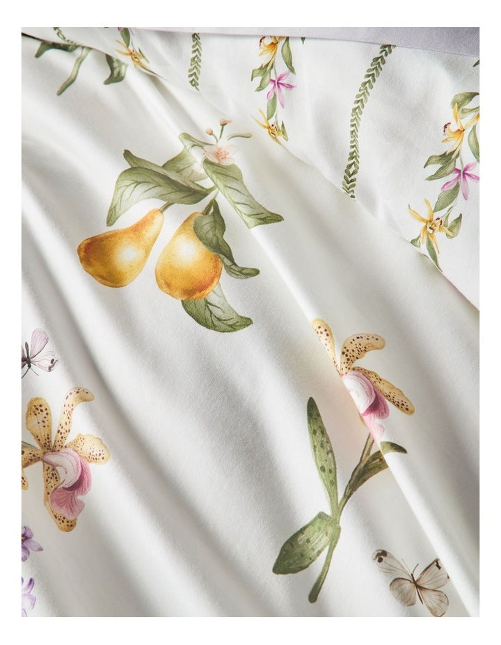 Botanical Cotton Sateen Quilt Cover Set in Green