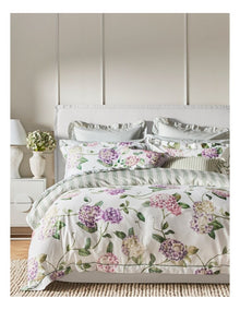 Hydrangea Cotton Sateen Quilt Cover Set in Plum