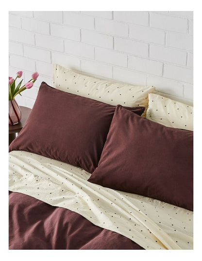 Stonewashed Cotton Sheet Set in Lemon Chocolate Polka Dot