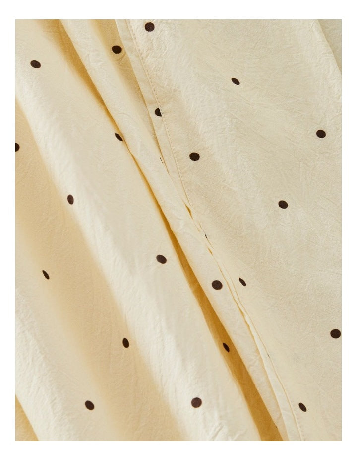 Stonewashed Cotton Sheet Set in Lemon Chocolate Polka Dot
