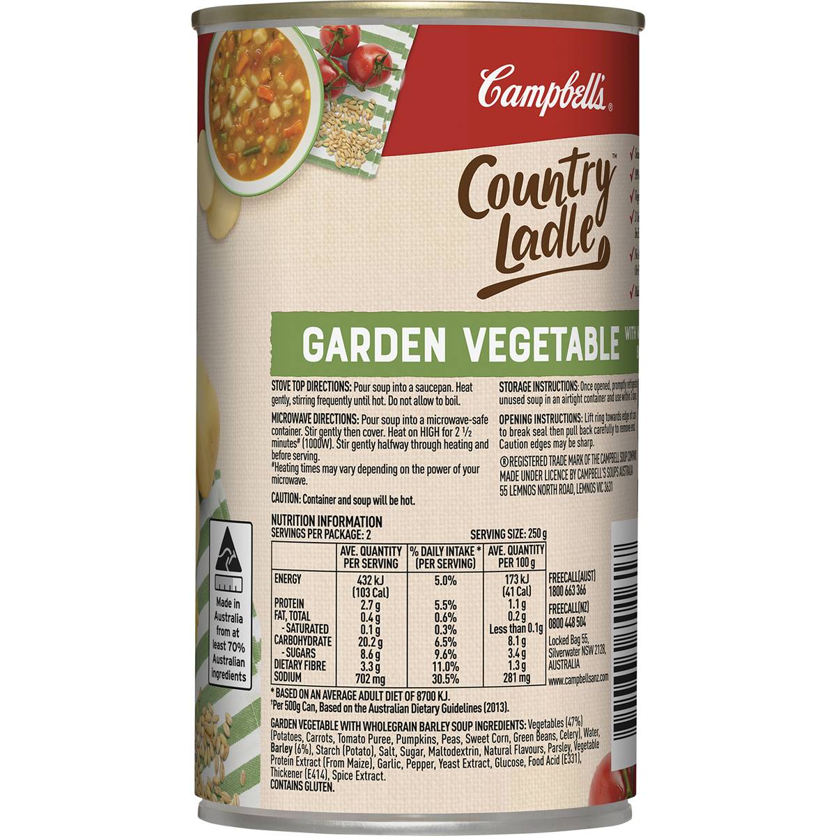 Campbell's Country Ladle Soup Garden Vegetable & Wholegrain Barley 500g