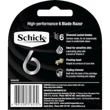 Schick 6 High Performance Razor Blades 4 pack