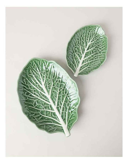Cabbage Leaf Serving Platter 39cm in Green