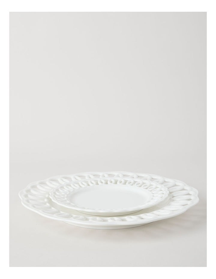 Lattice Side Plate 22cm in White