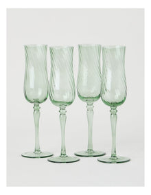 Clara Champagne Glass Set of 4 Green 190ml