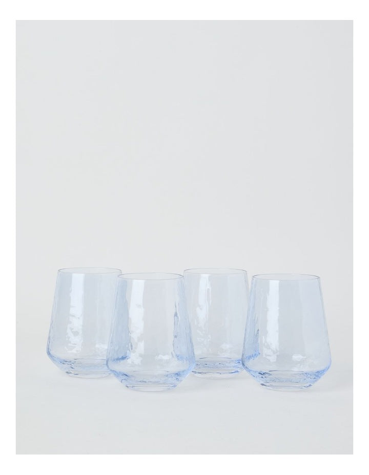 Blue Hammered Tumbler Set of 4 400ml