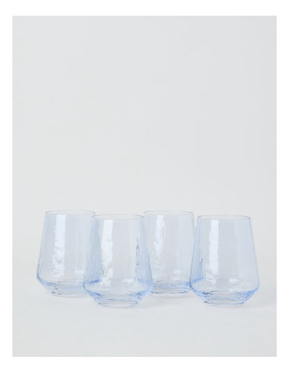 Blue Hammered Tumbler Set of 4 400ml
