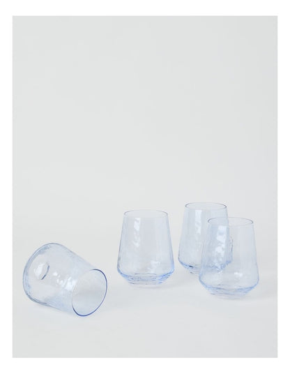 Blue Hammered Tumbler Set of 4 400ml