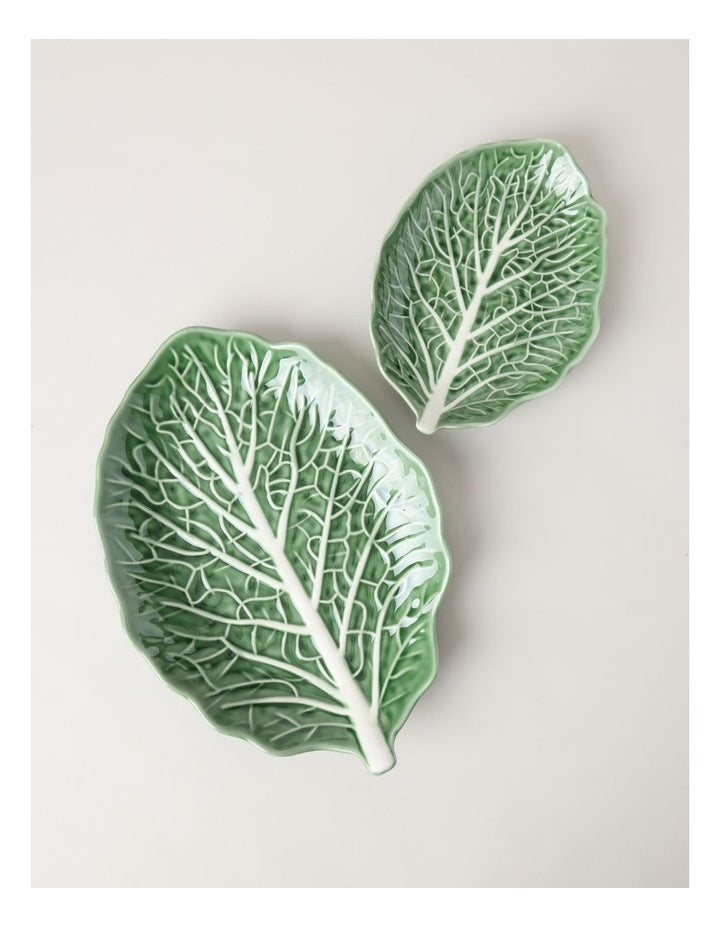 Cabbage Leaf Serving Platter 28.3cm in Green