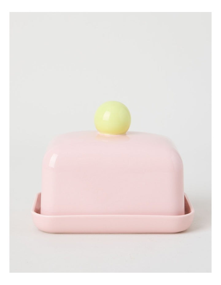 Bubble Butter Dish in Pink & Yellow