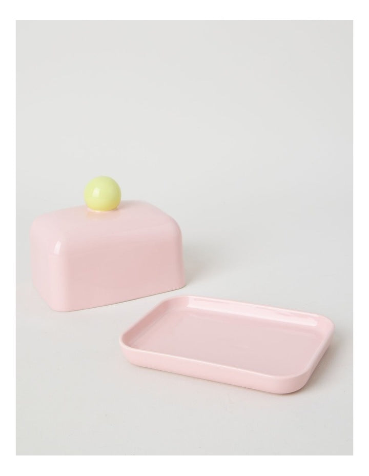 Bubble Butter Dish in Pink & Yellow