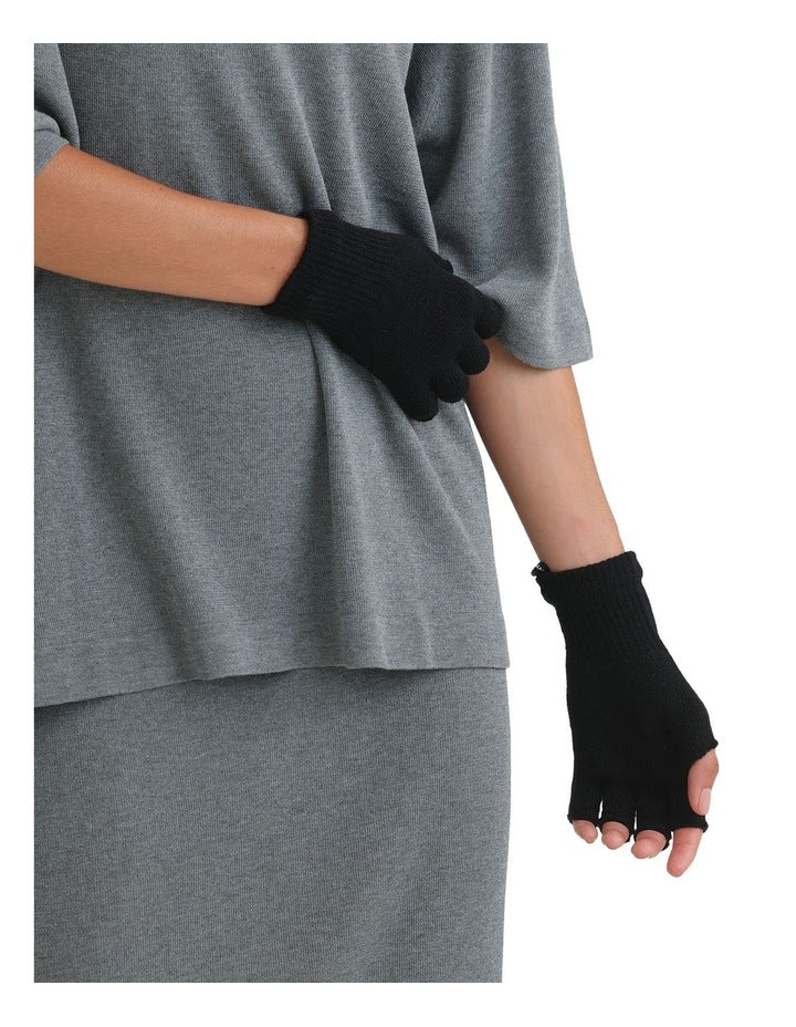 Jaylah Fingerless Gloves in Black