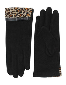 Jacqueline Wool Blend Gloves in Brown Leopard Animal Print
