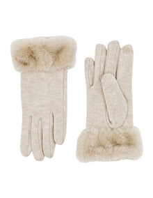 Tammy Faux Fur Gloves in White Cream