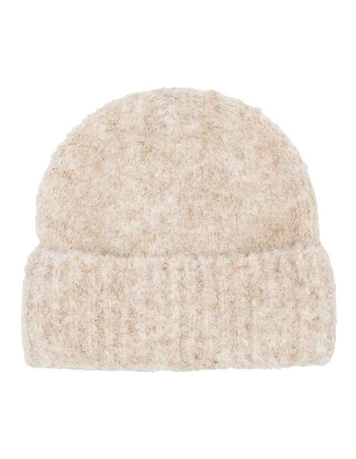 Freya Boucle Beanie in White Cream