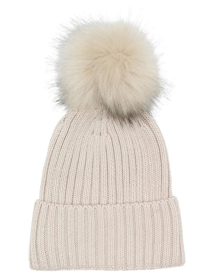 Valentine Wool-Blend Beanie in Bisque White