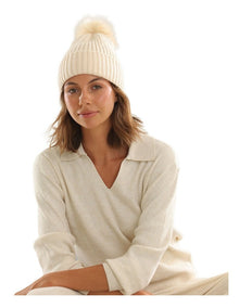 Valentine Wool-Blend Beanie in Bisque White