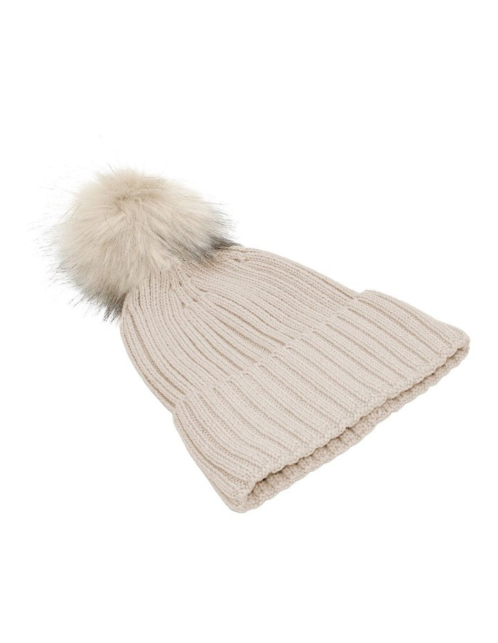 Valentine Wool-Blend Beanie in Bisque White