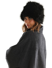 Elaina Faux Fur Cossack Hat in Black