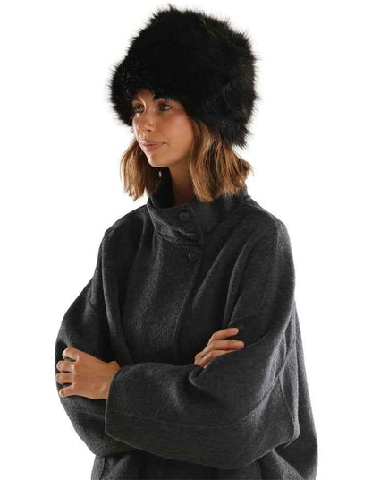 Elaina Faux Fur Cossack Hat in Black