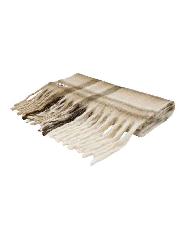 Jessica Woven Check Scarf in Beige