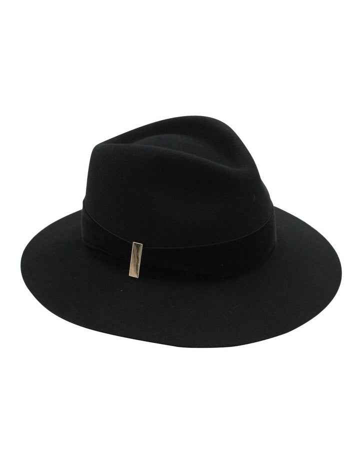 Payton Wool Felt Fedora Hat in Black