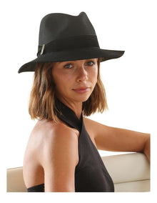 Payton Wool Felt Fedora Hat in Black