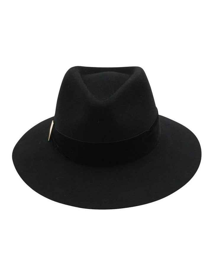 Payton Wool Felt Fedora Hat in Black