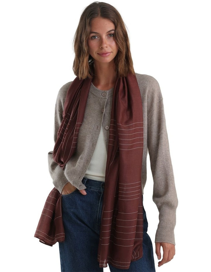 Maze Light-Weight Scarf in Burgundy Red