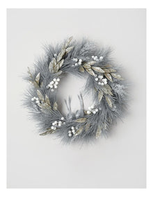 Luxe Christmas Wreath Birds, Berries & Leaves in Silver: 60cm