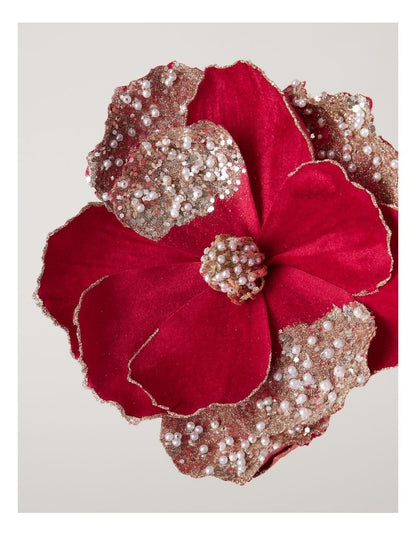 Heirloom Christmas Magnolia Pick in Red: 66cm