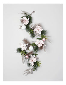 Luxe Christmas Glistening Pine and Magnolia Garland in Pink: 182cm