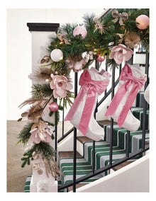 Luxe Christmas Glistening Pine and Magnolia Garland in Pink: 182cm