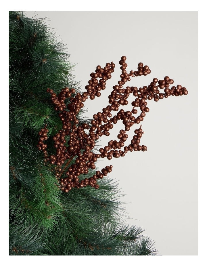 Harvest Glitter Berry Spray Pick in Brown: 62cm
