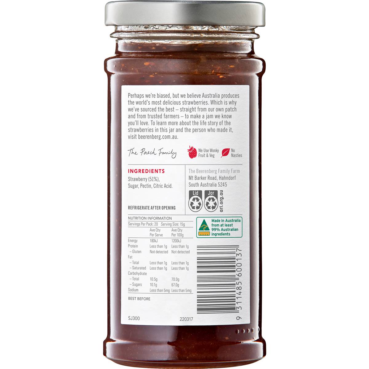 Beerenberg Strawberry Jam 300g