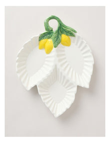 Ribbed Lemons Trio Leaf Dish 34cm
