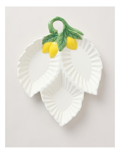 Ribbed Lemons Trio Leaf Dish 34cm