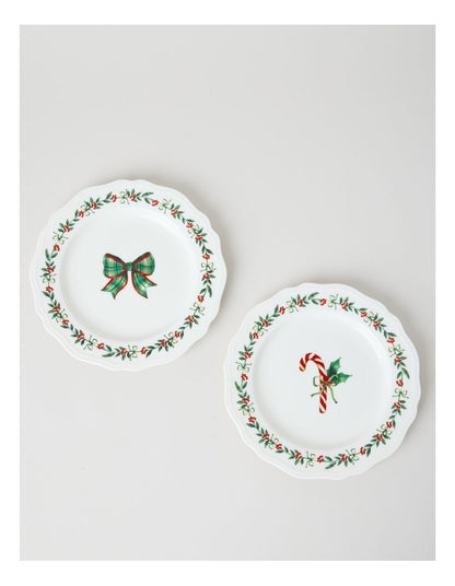 Heirloom Traditional Christmas Scalloped Side Plate Set of 2 21cm