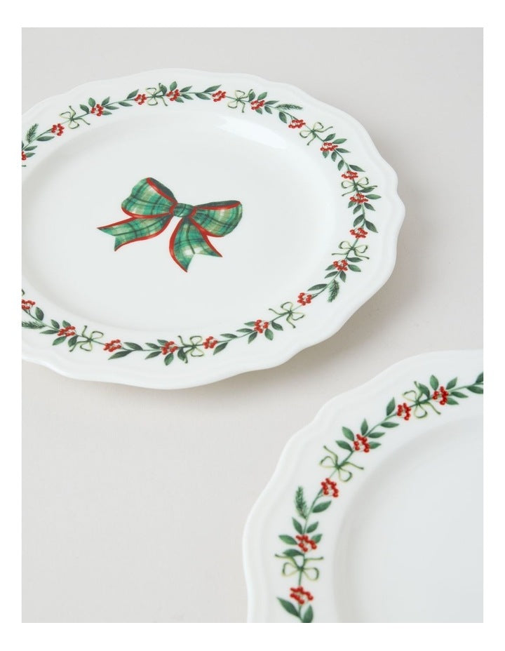 Heirloom Traditional Christmas Scalloped Side Plate Set of 2 21cm