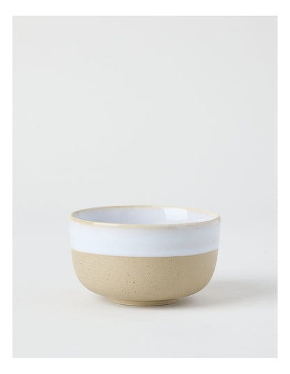 Esperance Rice Bowl 12cm with White and Sand Wiped Edge