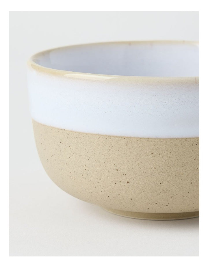 Esperance Rice Bowl 12cm with White and Sand Wiped Edge
