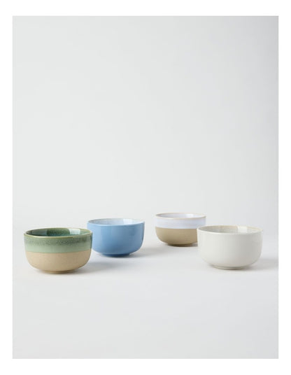 Esperance Rice Bowl 12cm with White and Sand Wiped Edge