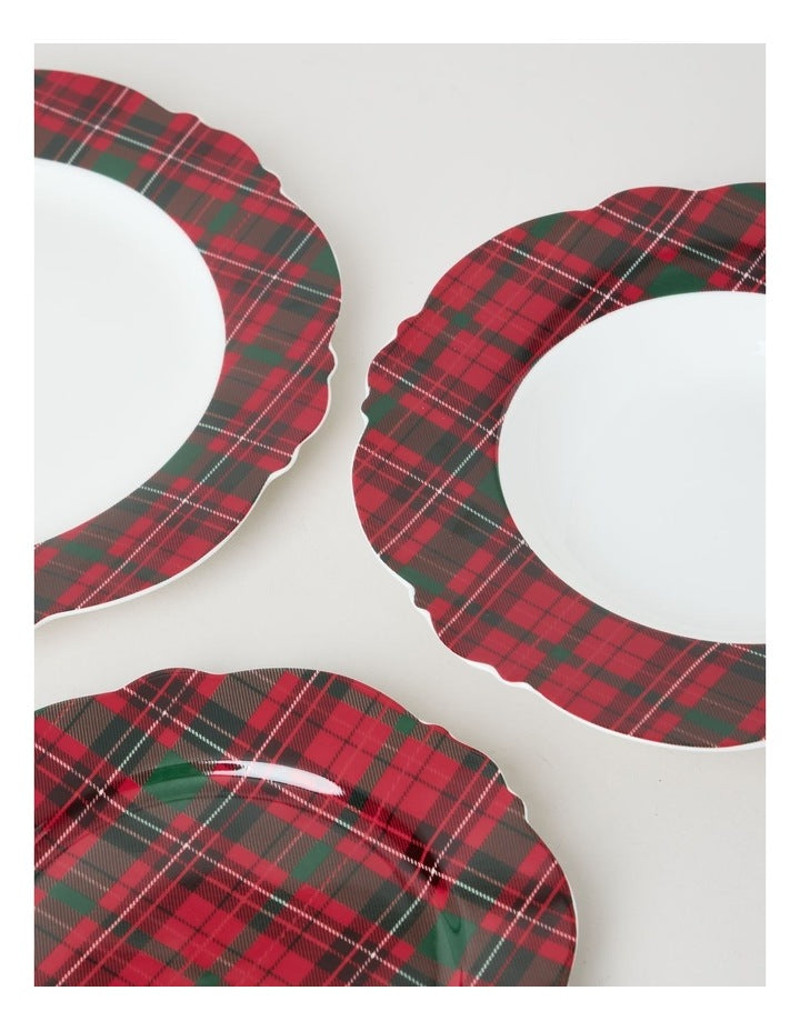 Heirloom Christmas Tartan Dinner Set Red 12pc