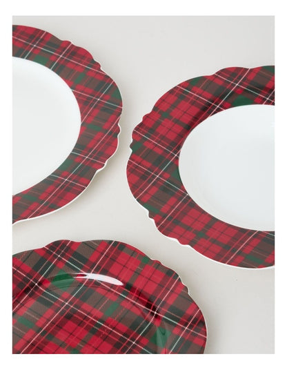 Heirloom Christmas Tartan Dinner Set Red 12pc