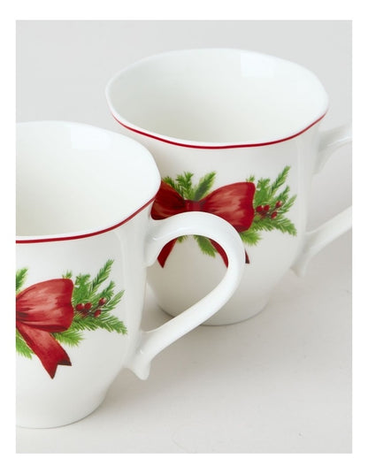 Heirloom Christmas Wreath Mug Set of 2 380ml