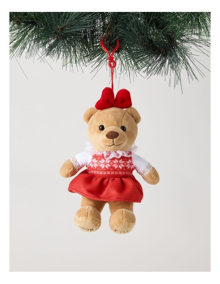 Heirloom Evie 2026 Charity Bear Fabric Hanging Plush in Red: 13cm